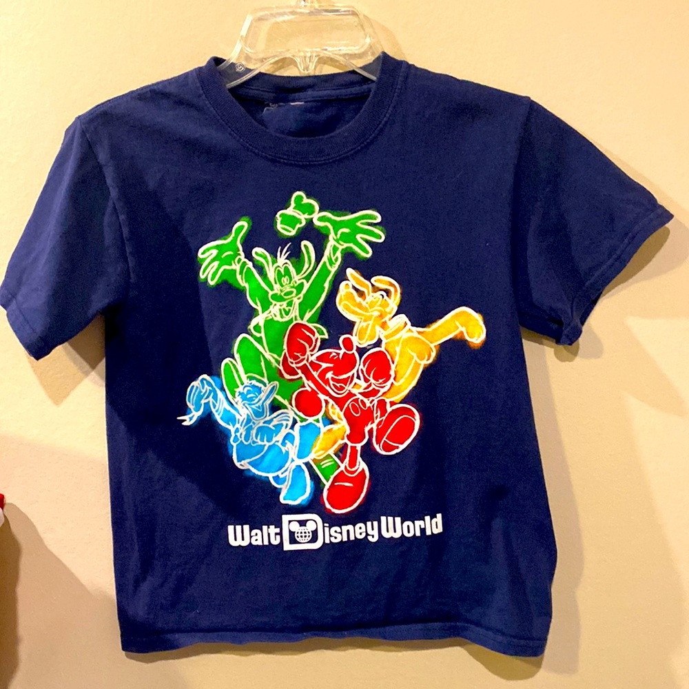 Walt Disney World Navy Mickey Mouse Donald Duck Goofy Pluto Shirt Small
